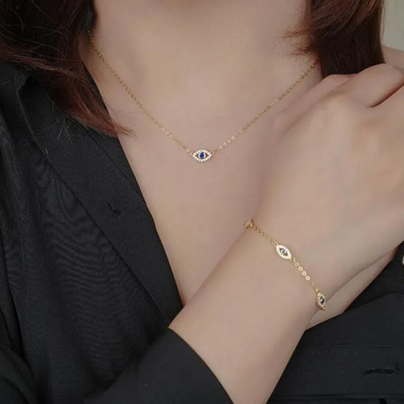 Halskette Böses Auge "Goldwächter" Silber Vergoldet Gold