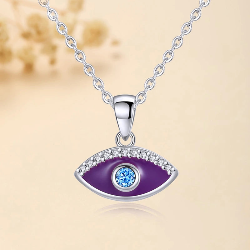 Halskette Böses Auge "Violetter Wächter" Silber