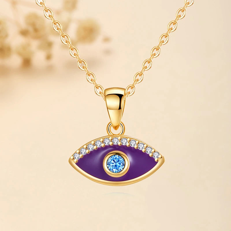 Halskette Böses Auge "Violetter Wächter" Silber