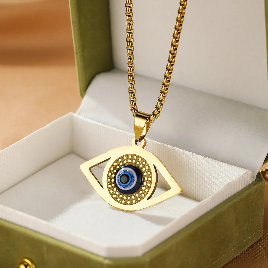 Remi Bijou - Magnifique chaîne avec pendentif contre le mauvais œil Remi Bijou - Magnifique chaîne avec pendentif contre le mauvais œil
