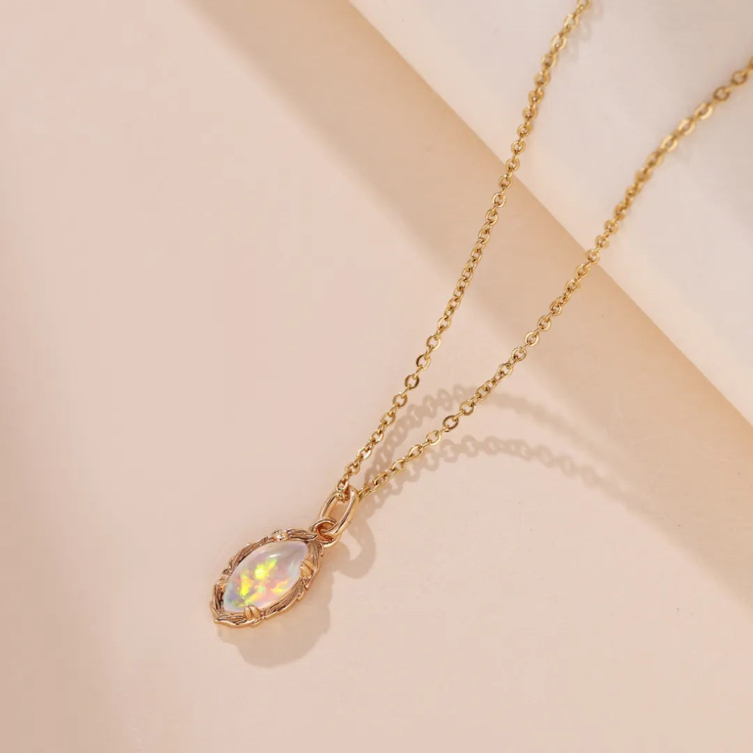 Halskette Opal "Verzauberndes Aura" Goldsilber