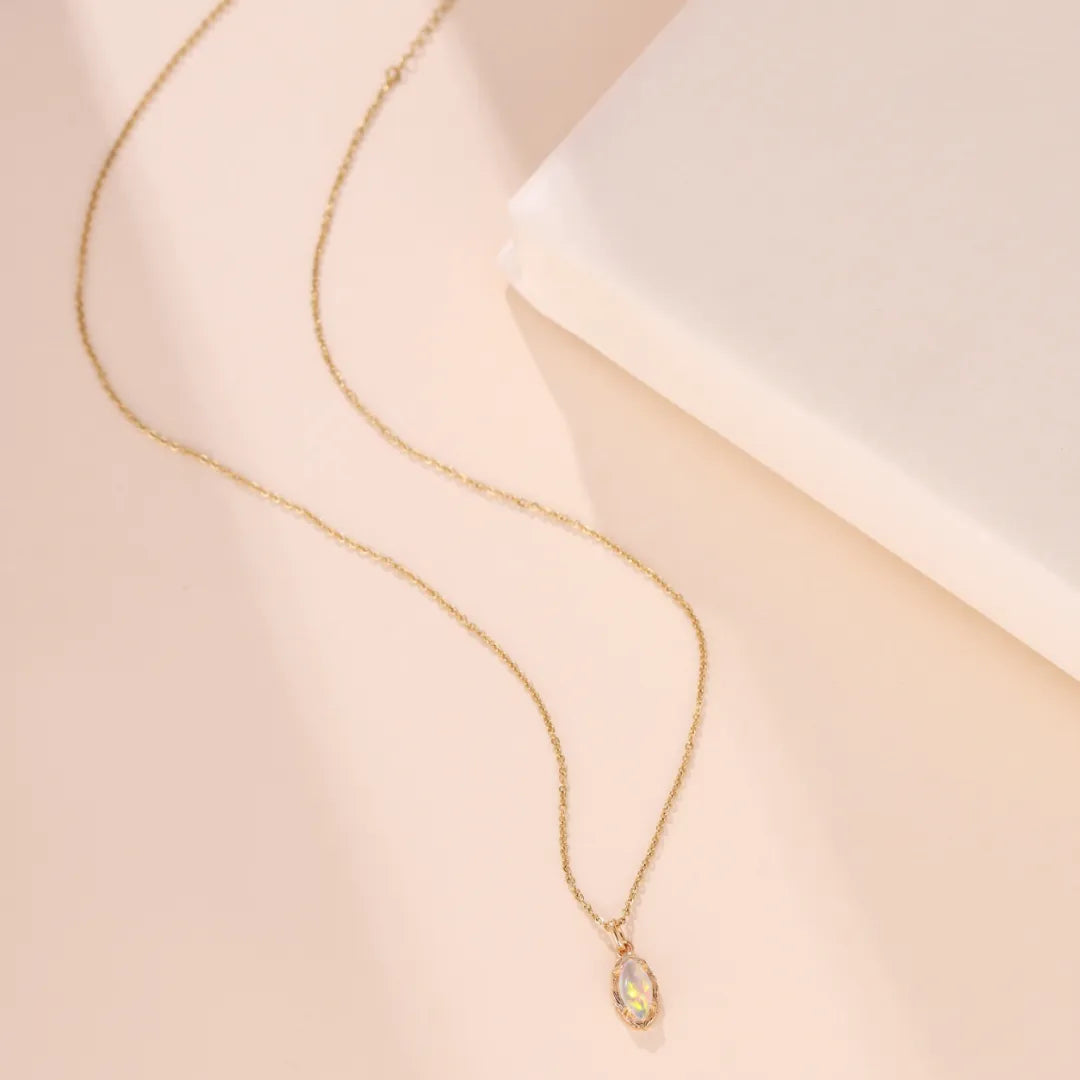 Halskette Opal "Verzauberndes Aura" Goldsilber