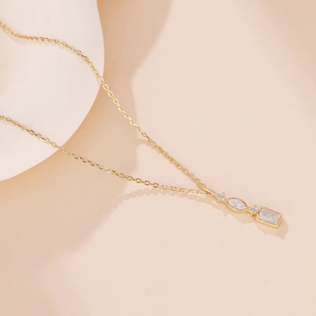 Opal Necklace "Glow of Sweetness" Gold-Plated Silver