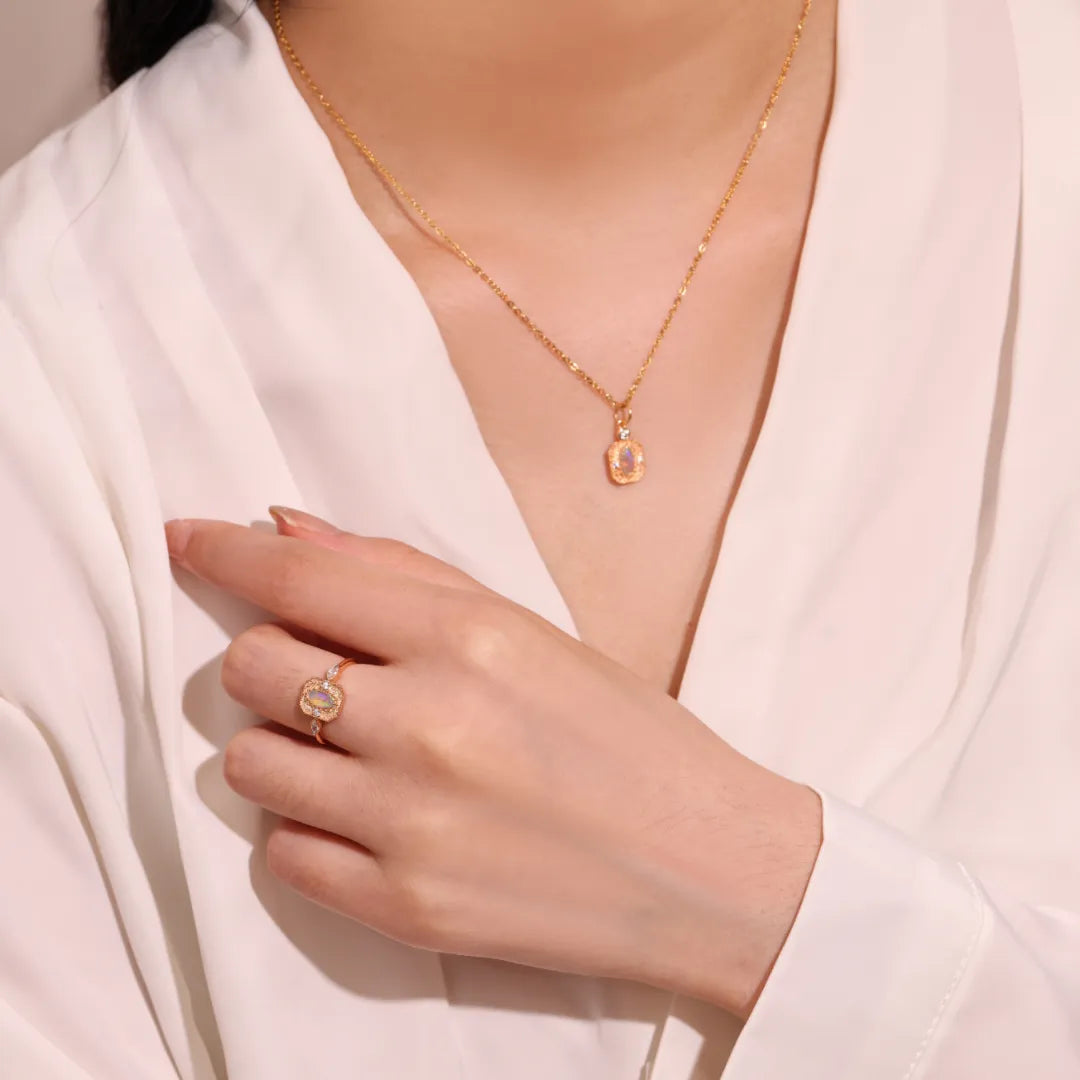 Halskette Opal "Ähren der Hoffnung" Goldsilber