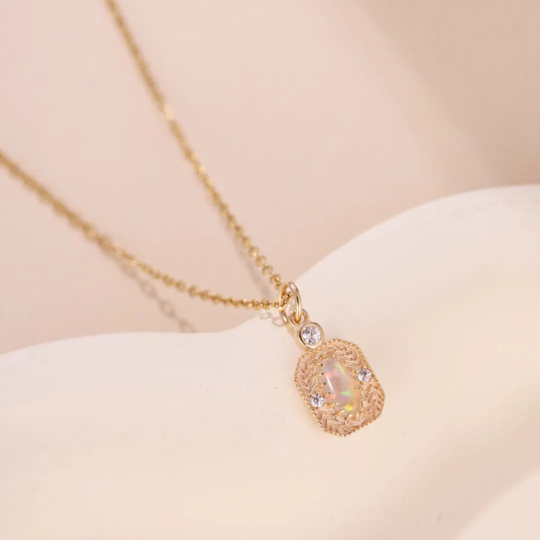 Halskette Opal "Ähren der Hoffnung" Goldsilber