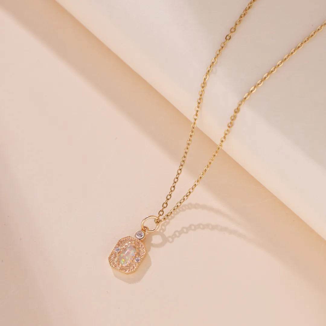 Halskette Opal "Ähren der Hoffnung" Goldsilber