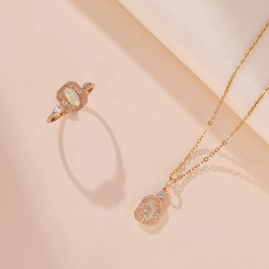 Opal Ring "Ears of Hope" Gold-Plated Silver