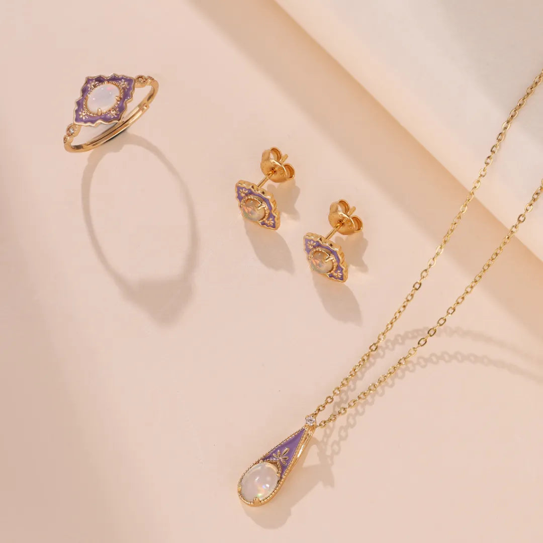 Halskette Opal "Wunder Violett" Gold Silber