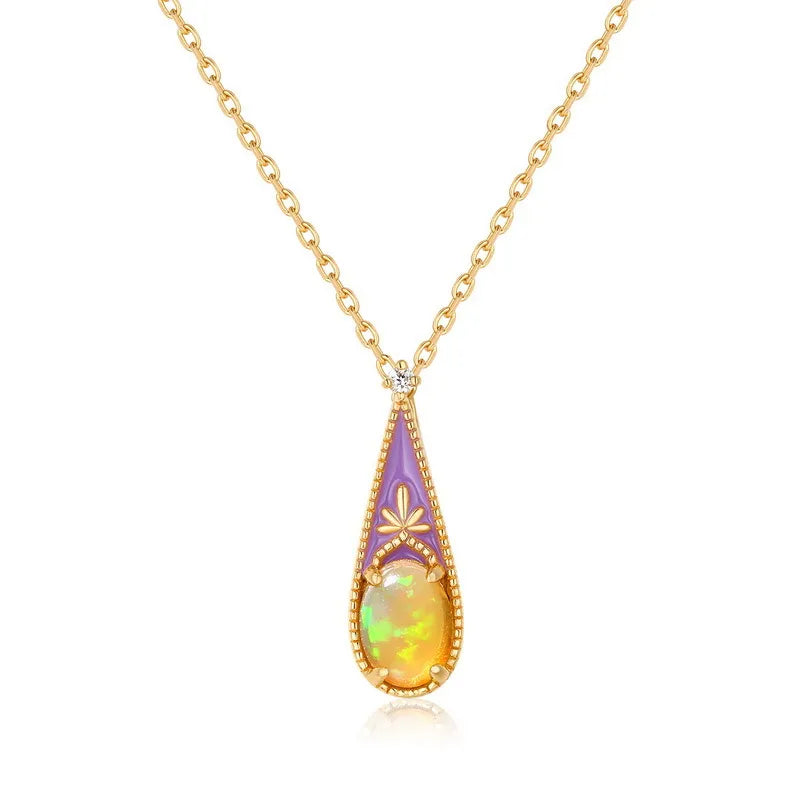 Halskette Opal "Wunder Violett" Gold Silber