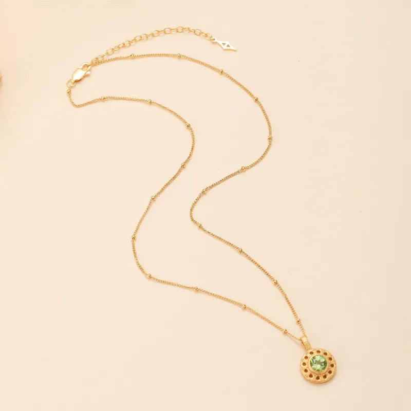 Peridot-Halskette "Kreis des Wohlstands" Vergoldetes Silber