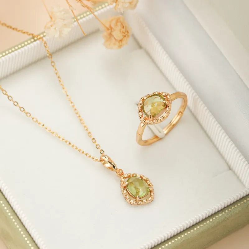 Bague Péridot "Éclat Positif" Argent Doré Or