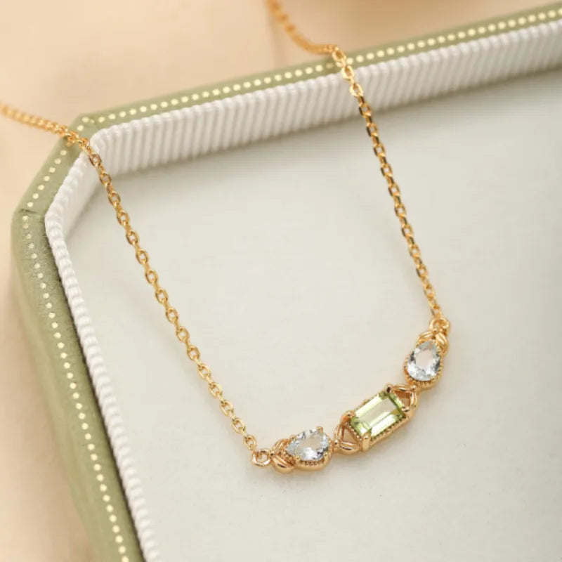 Collier Péridot et Topaze "Raffinement Géométrique" Argent Doré Or