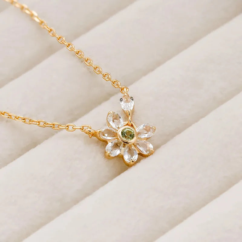 Peridot- und Topas-Halskette "Innere Gelassenheit" Vergoldetes Silber