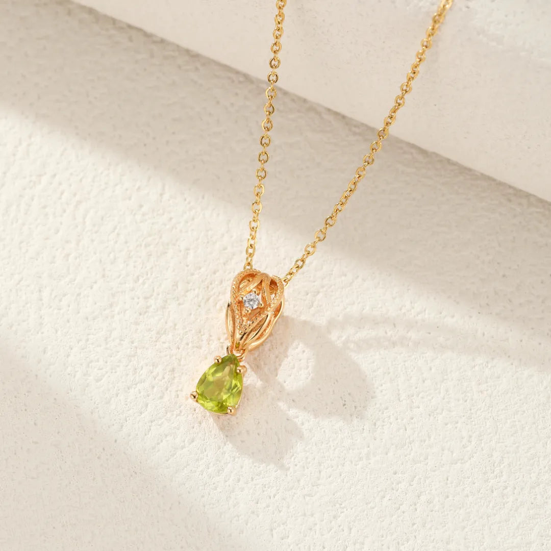 Collier Péridot "Goutte de Charme" Argent Doré Or