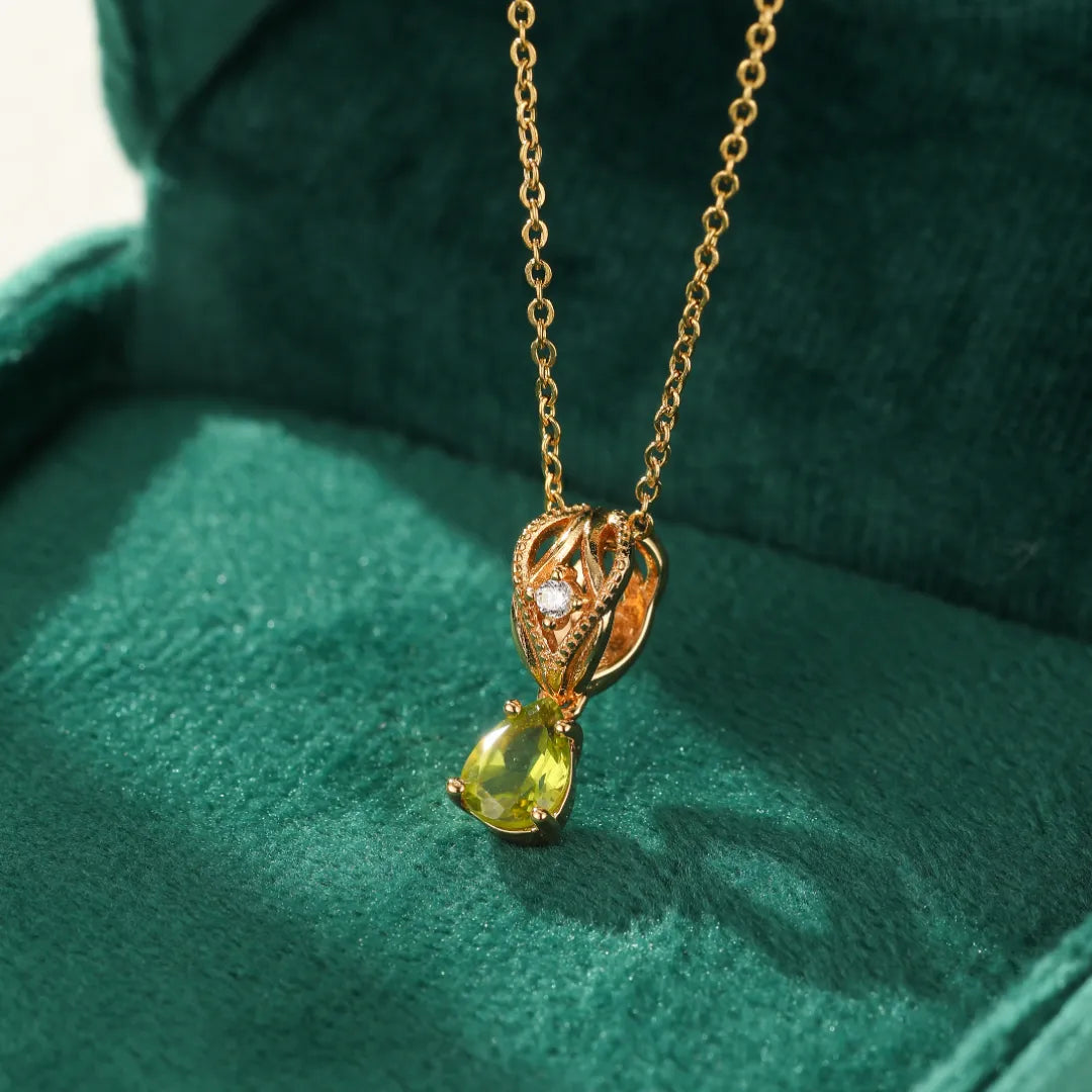 Collier Péridot "Goutte de Charme" Argent Doré Or