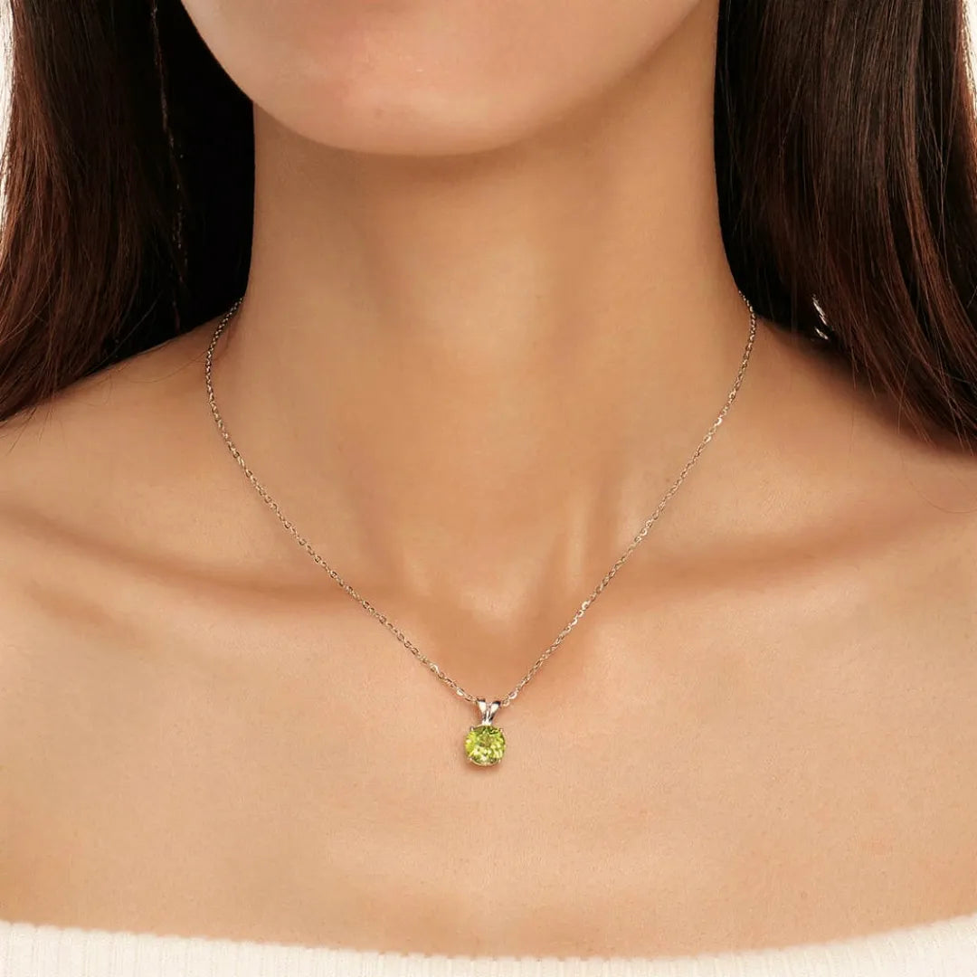 Peridot-Halskette "Grüne Freude" Platinbeschichtet Silber