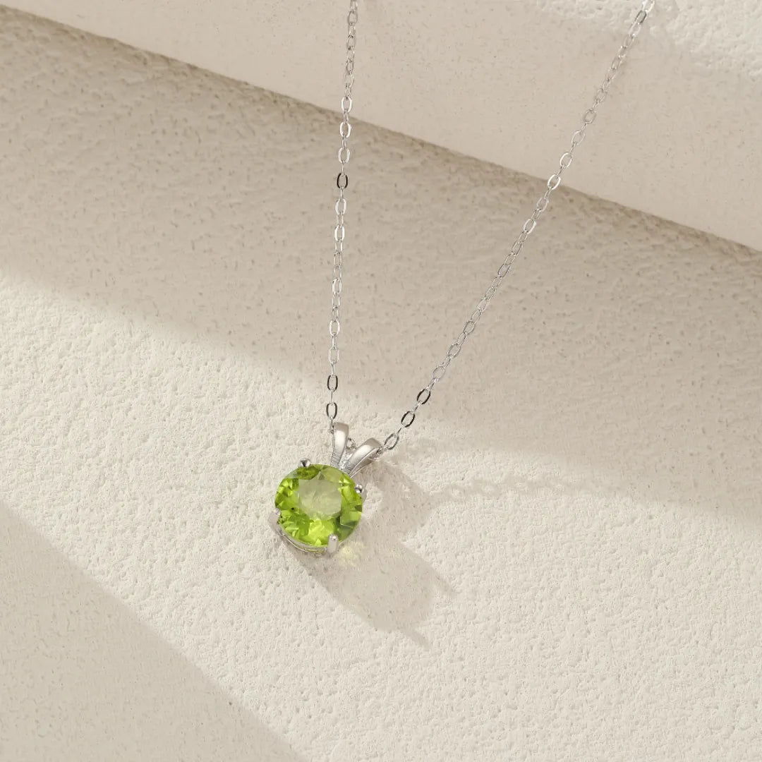 Peridot Necklace "Green Joy" Silver Plated Platinum
