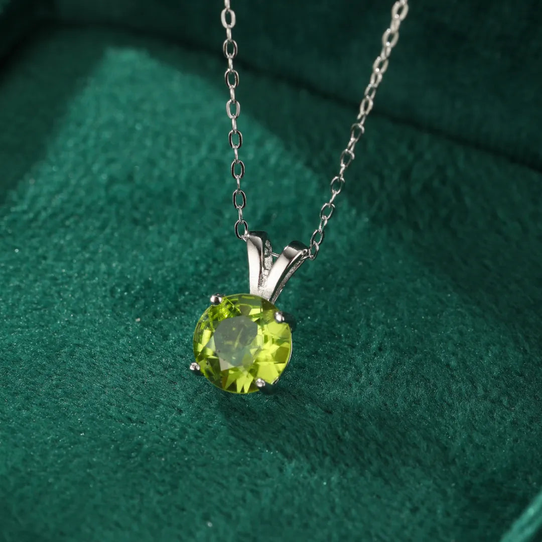 Peridot Necklace "Green Joy" Silver Plated Platinum