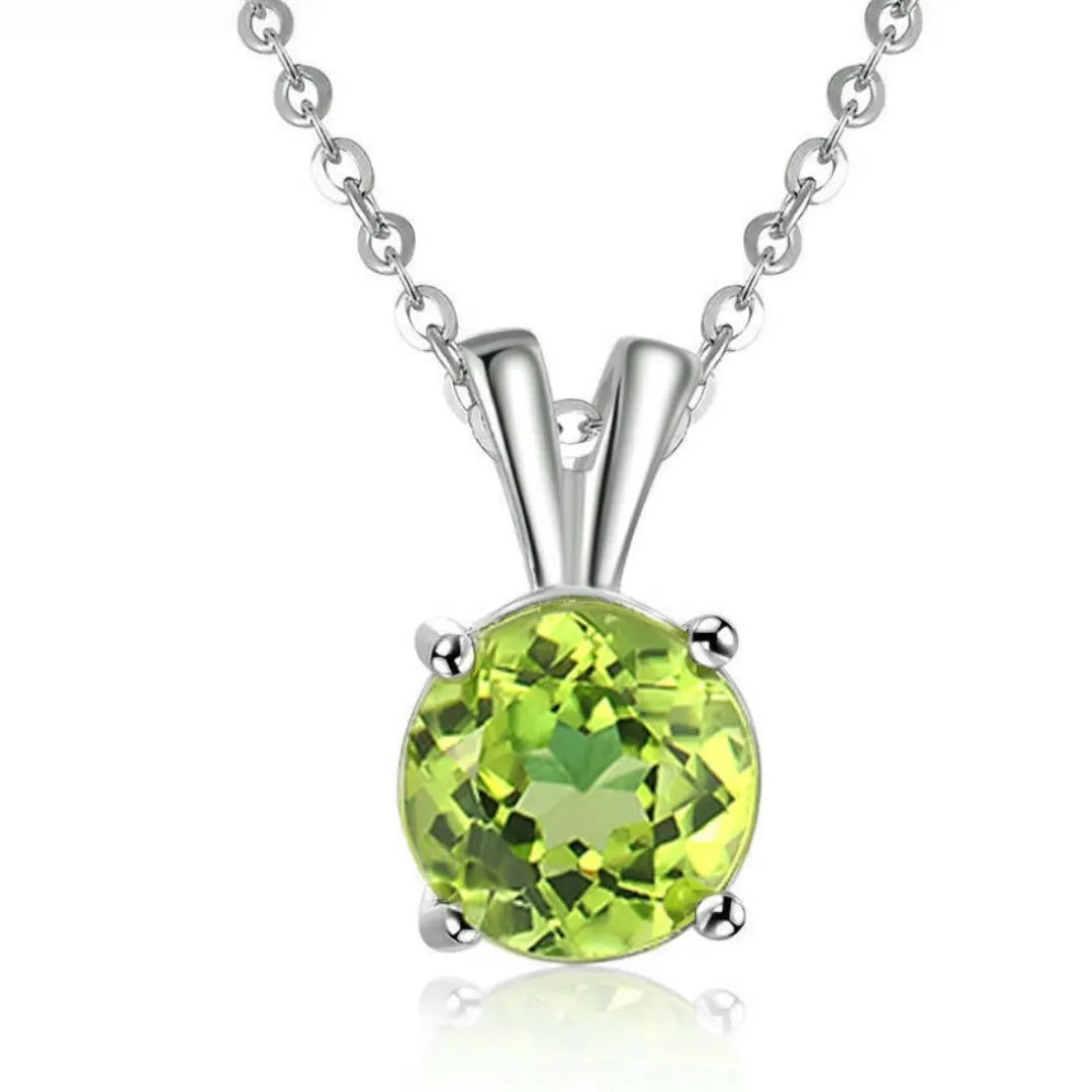 Peridot Necklace "Green Joy" Silver Plated Platinum