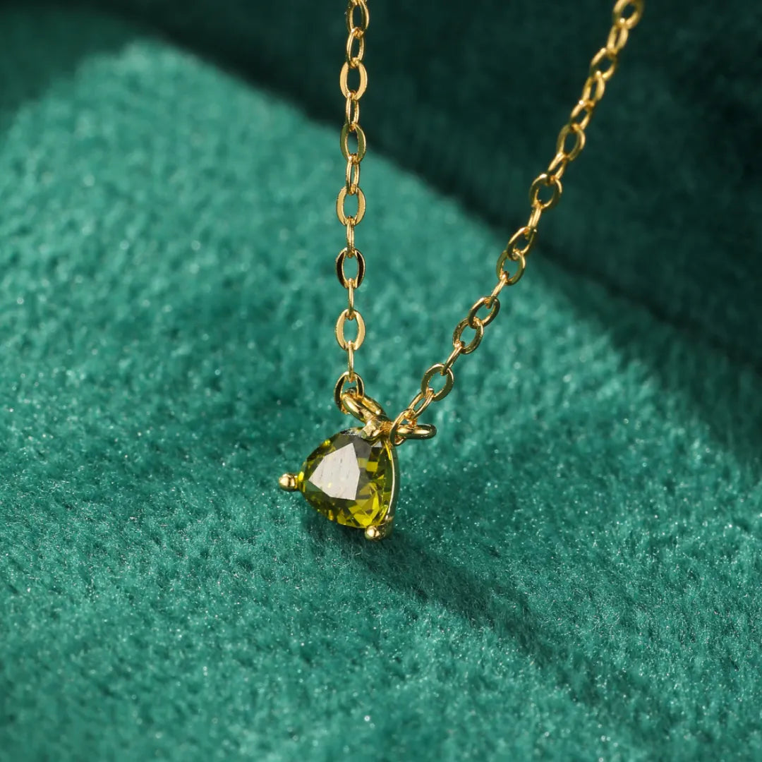 Peridot Necklace "Green Ray" Gold-Plated Silver