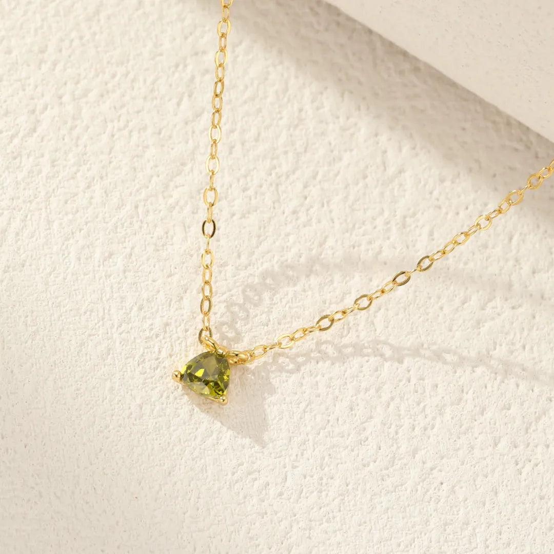 Peridot Necklace "Green Ray" Gold-Plated Silver