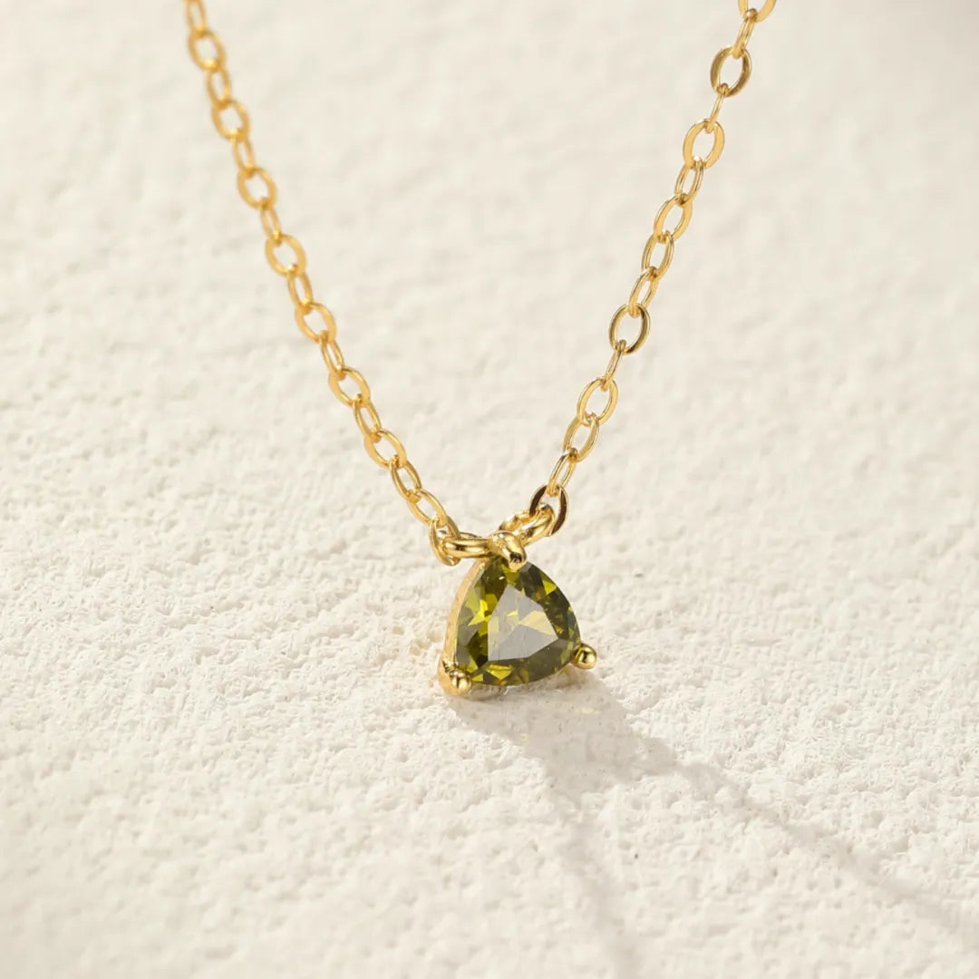 Peridot-Halskette "Grüner Strahl" Goldplattiertes Silber