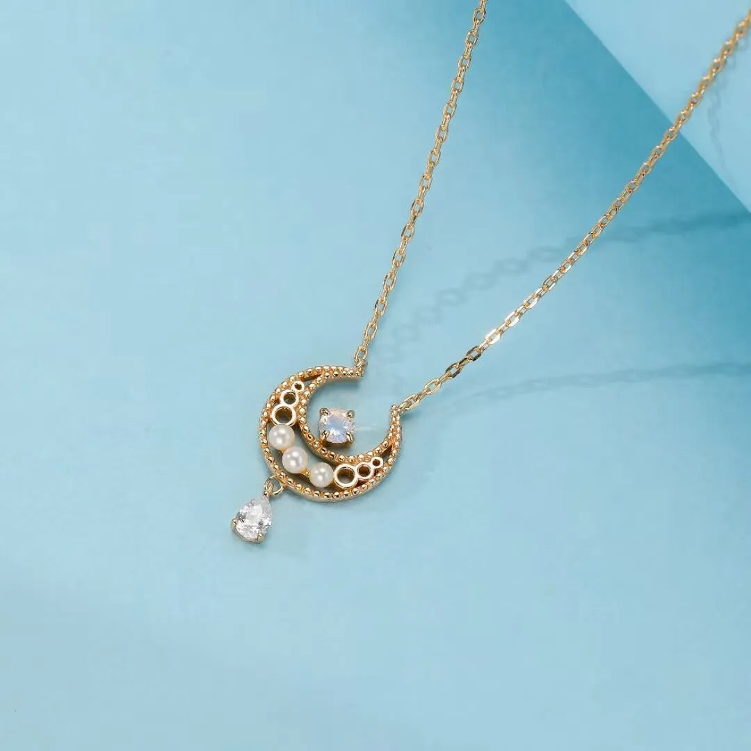 Moonstone Necklace "Moonlight" Gold-Plated Silver
