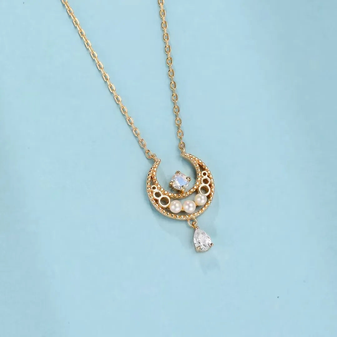 Moonstone Necklace "Moonlight" Gold-Plated Silver