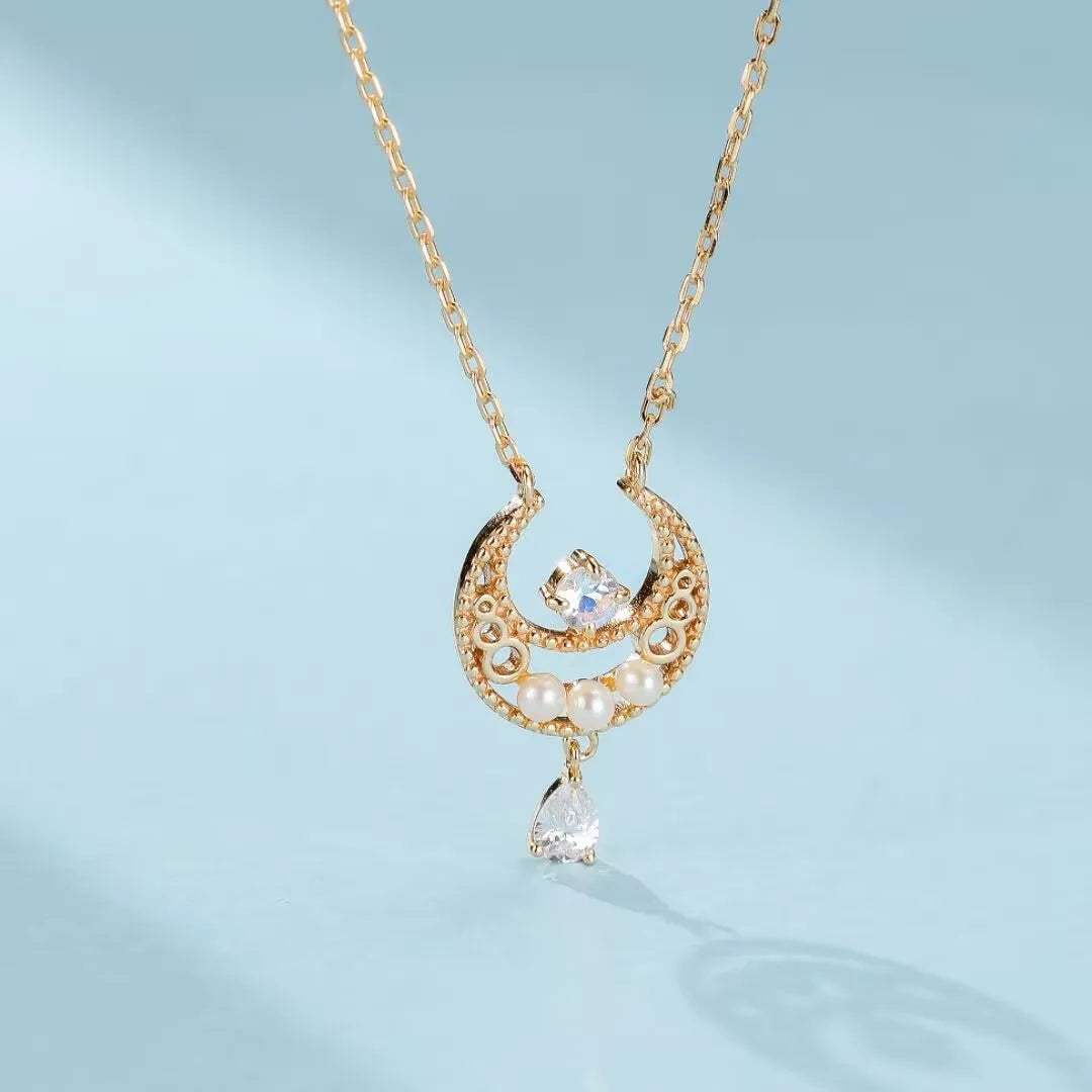 Halskette Mondstein "Mondschein" vergoldet