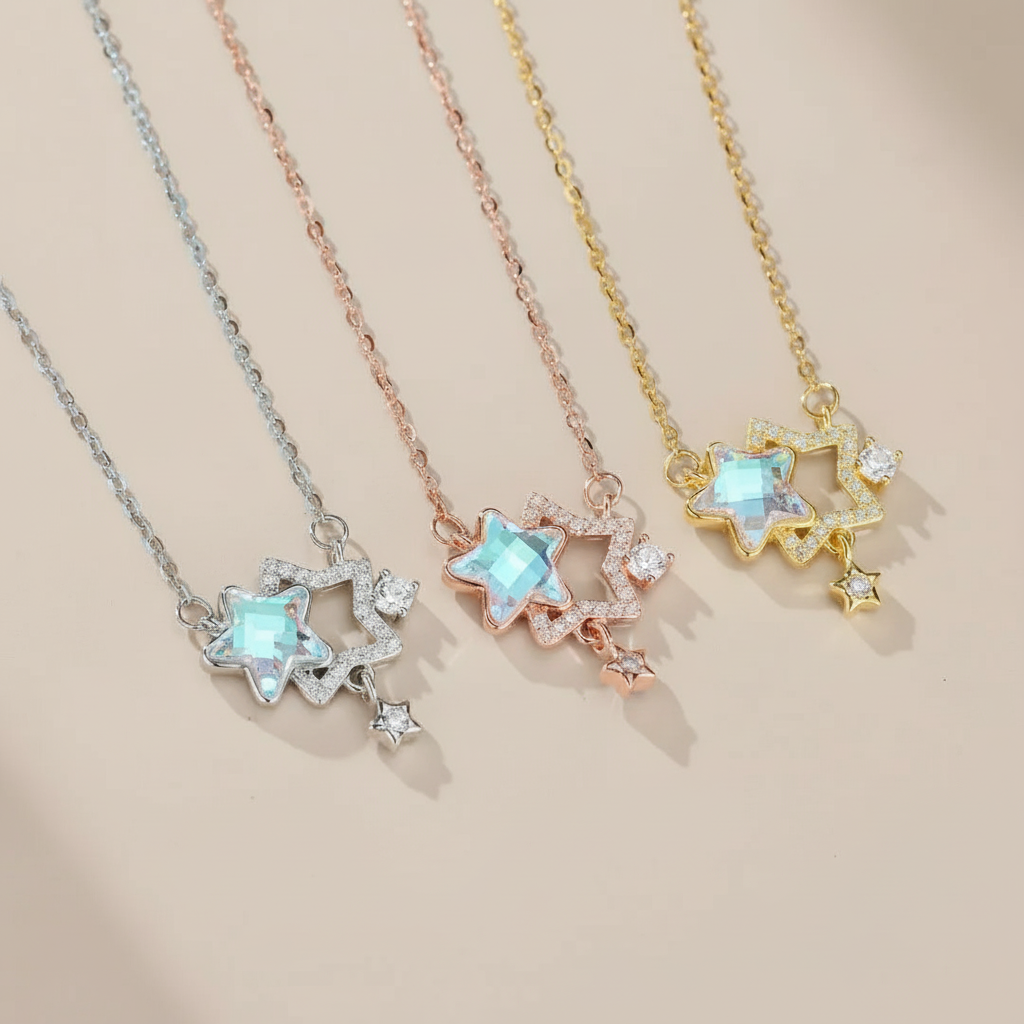 Halskette Mondstein "Sternen Traum" Silber