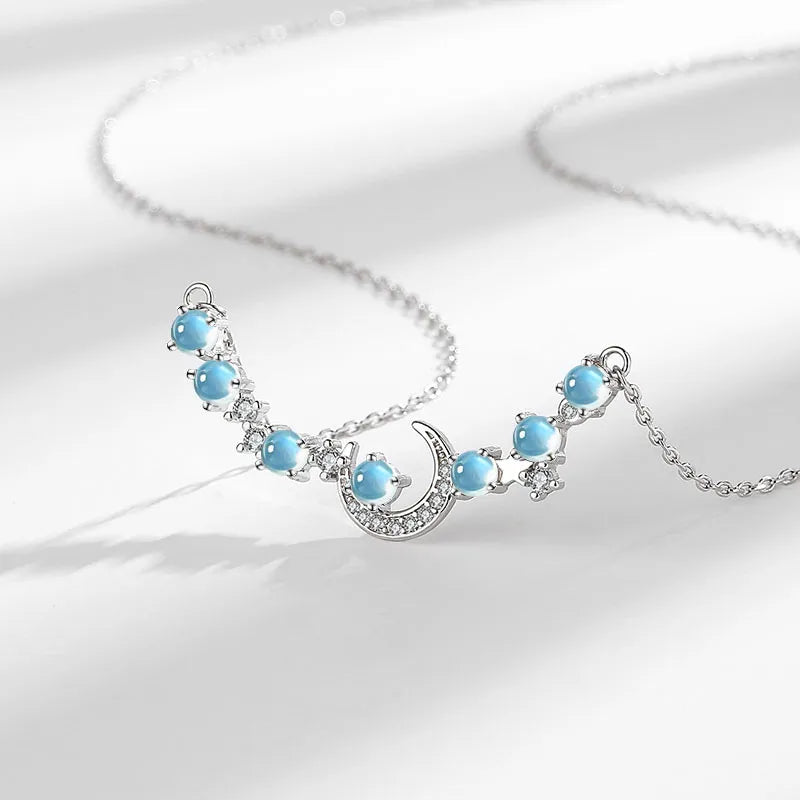 Halskette Mondstein "Nächtliche Reise" Silber