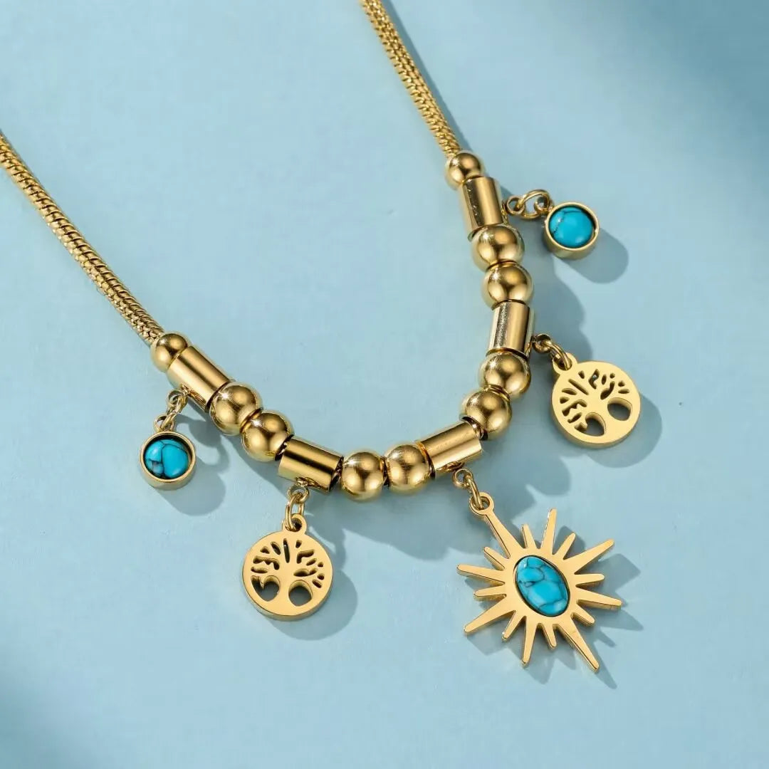 Turquoise Tree of Life Necklace "Protective Energy"