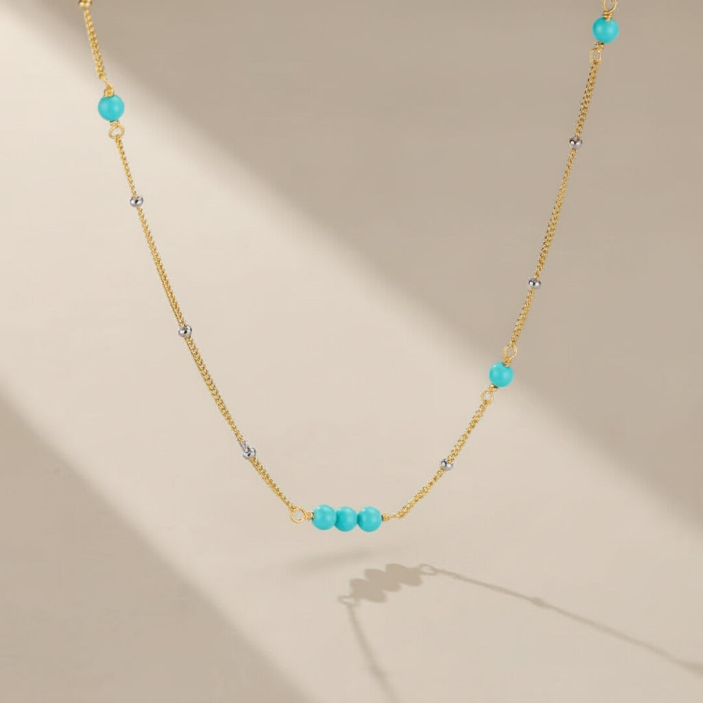 Turquoise Necklace “Charming Dunes” Gold-Plated Silver