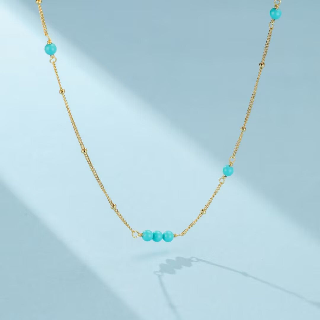 Turquoise Necklace “Charming Dunes” Gold-Plated Silver