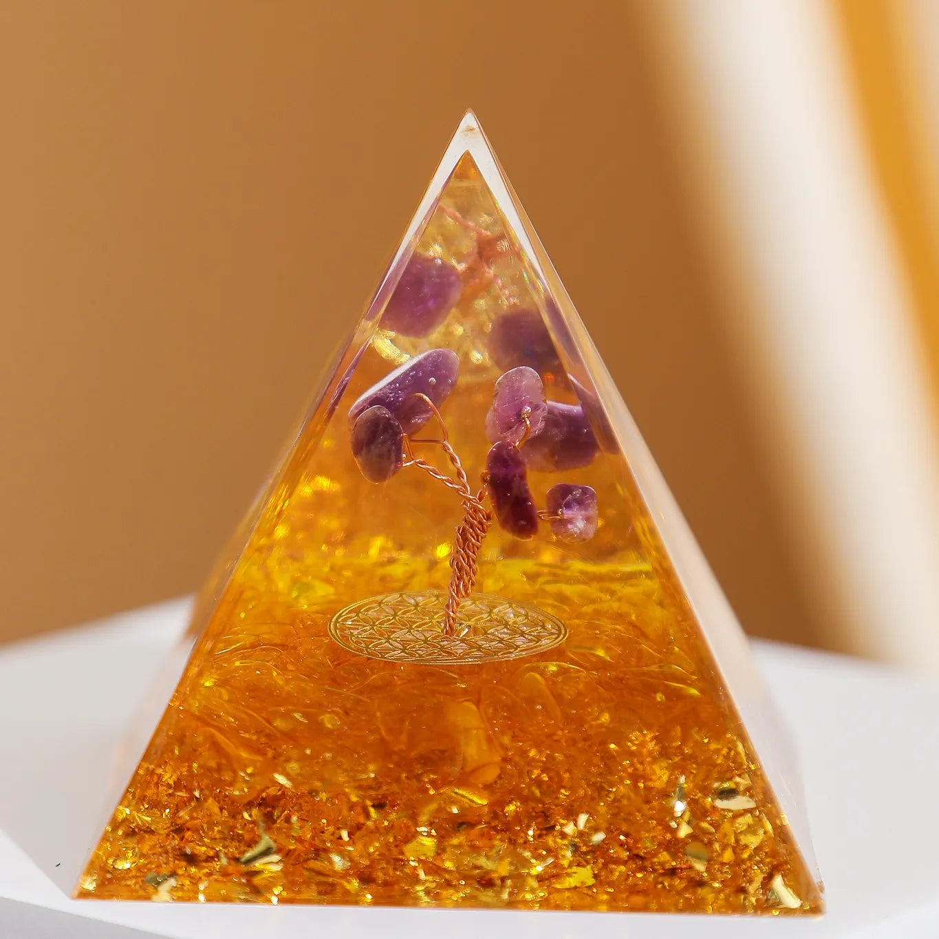 Eternal Growth - Orgonite Pyramid Tree of Life in Amethyst