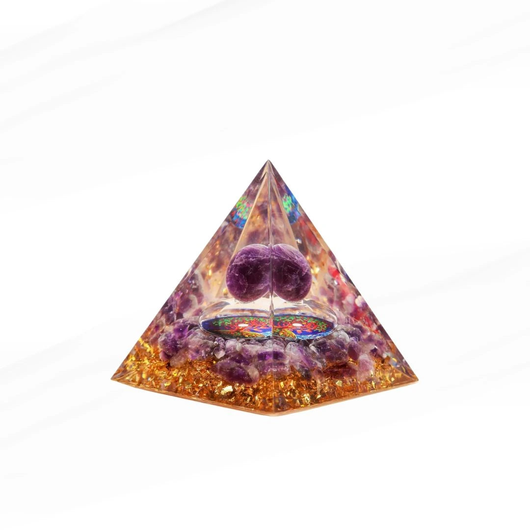 Soothing Radiance - Orgonite Pyramid Tree of Life in Amethyst