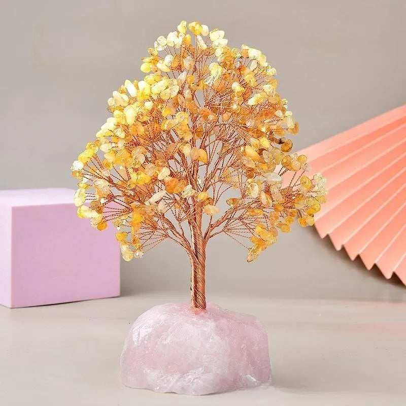 Joie de Vivre - Lebensbaum aus Citrin und Basis aus Rosenquarz