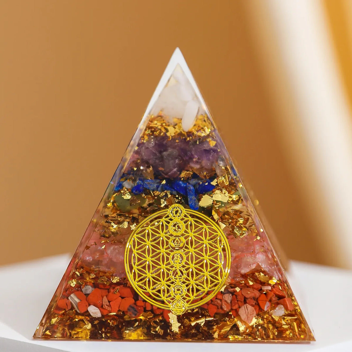 7 Chakra Flow Of Money Wealth Booster Pocket Orgone Pyramid – Reiki Natural Stone