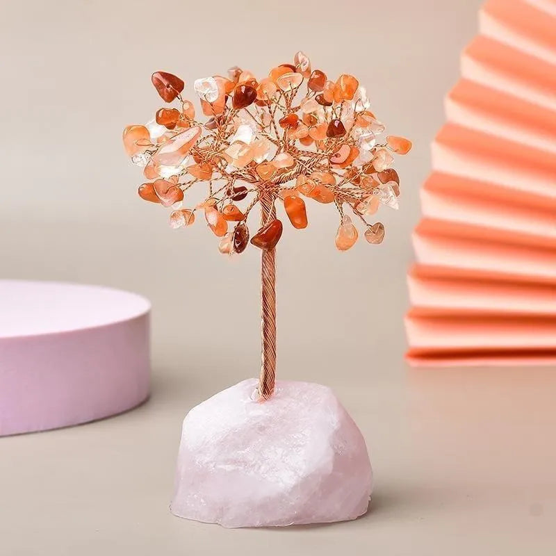 Joie de Vivre - Lebensbaum aus rotem Achat und Rosenquarz