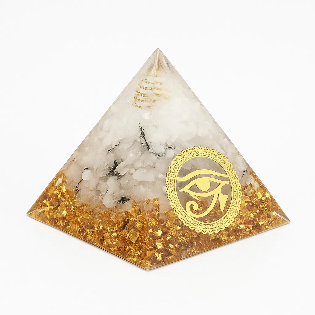 Protective Power - Orgonite Pyramid Eye of Horus in Clear Quartz