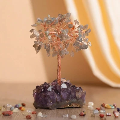 Symphonie Lumineuse - Arbre de Vie en Pierres Naturelles Base Améthyste