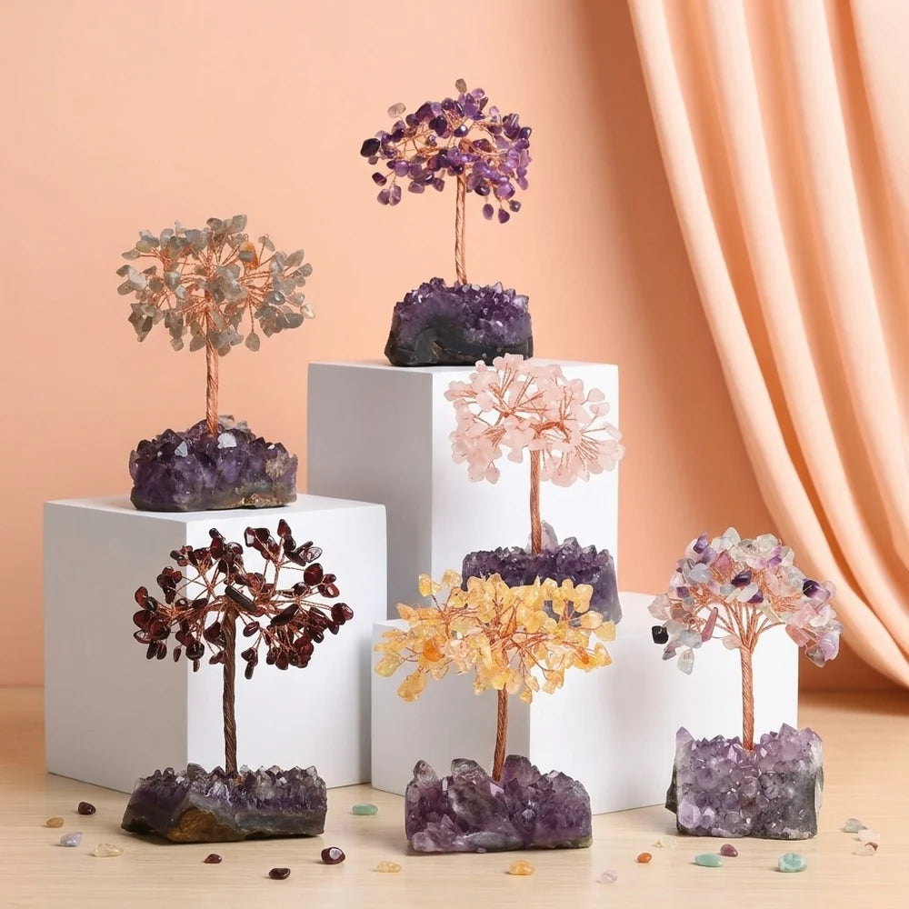 Symphonie Lumineuse - Arbre de Vie en Pierres Naturelles Base Améthyste