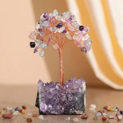 Symphonie Lumineuse - Arbre de Vie en Pierres Naturelles Base Améthyste