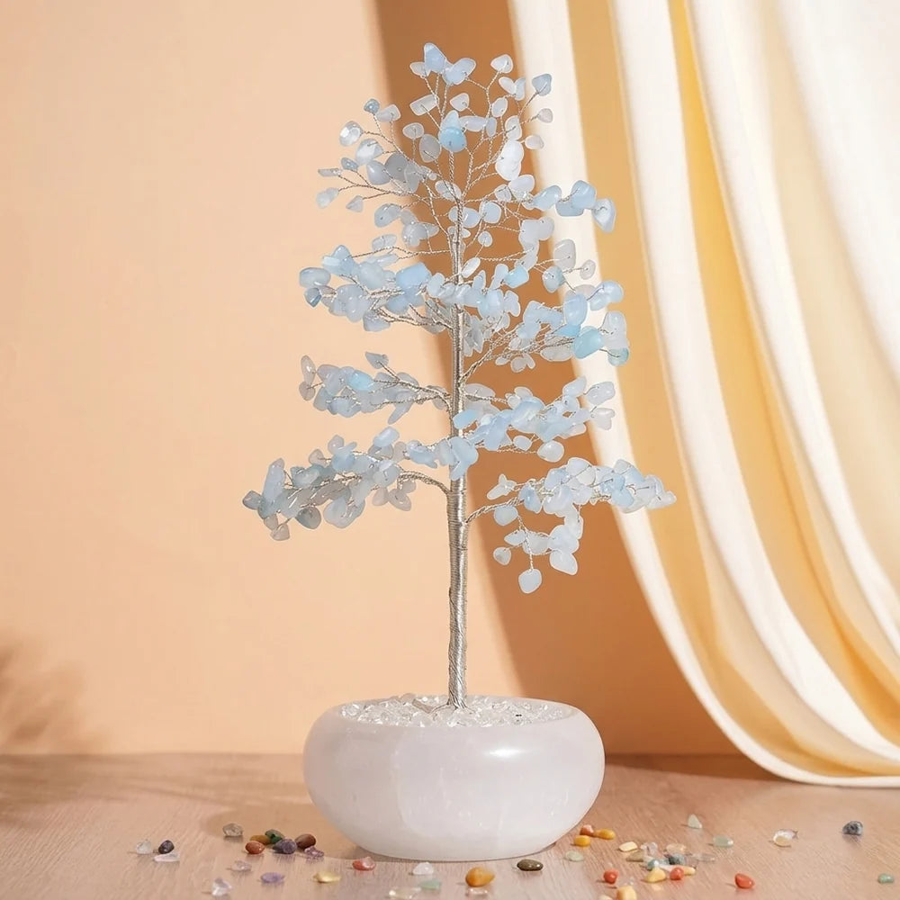 Sérénité Céleste - Arbre de Vie en Aigue-marine