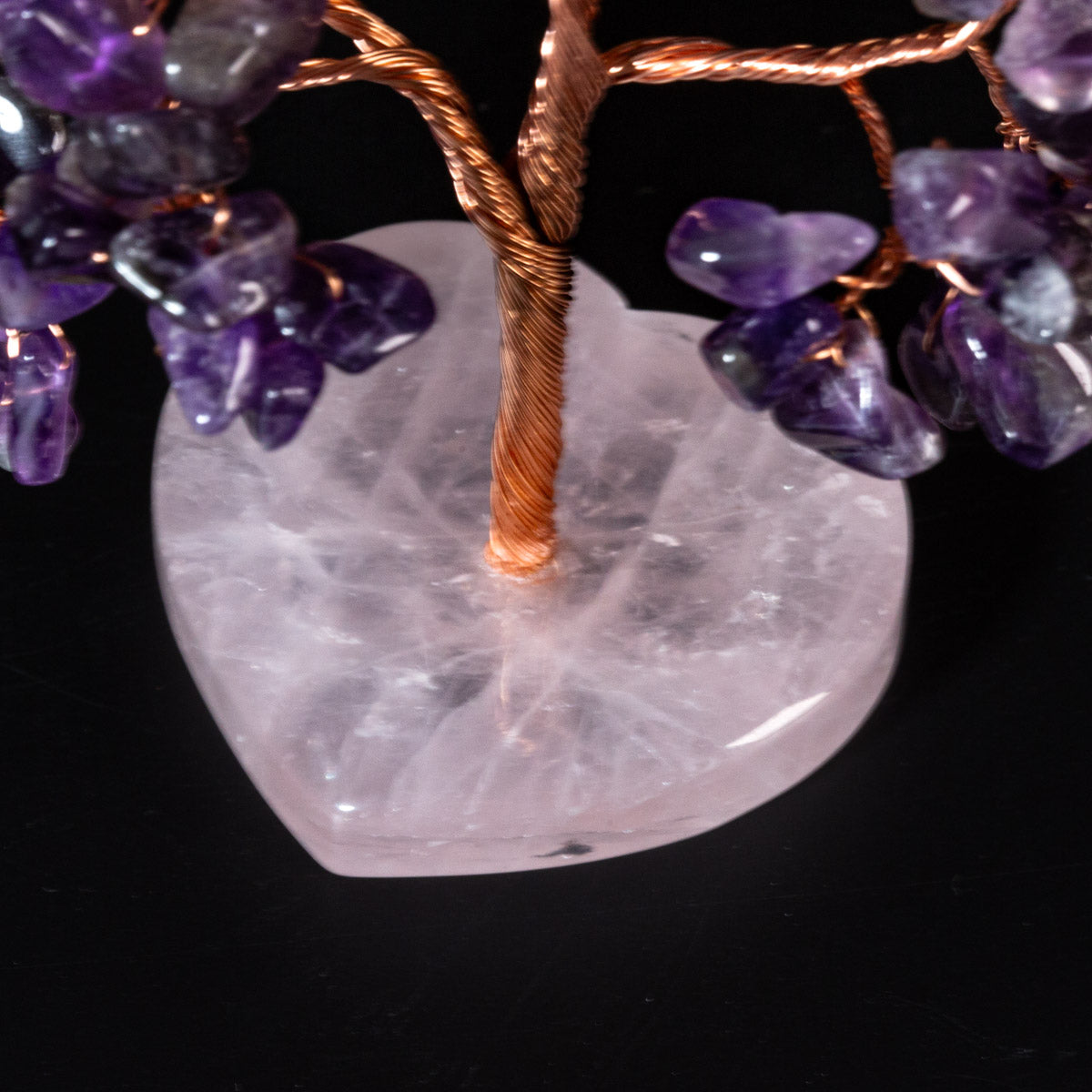 Affection - Arbre de Vie en Pierres Base Cœur en Quartz Rose