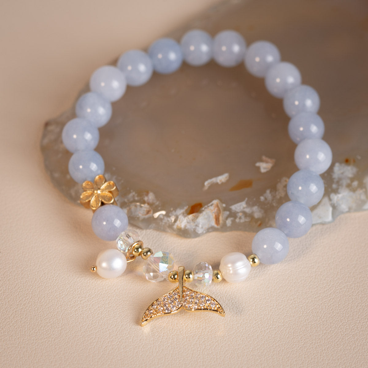 Bracelet Aigue Marine et Perle – Élégance Marine