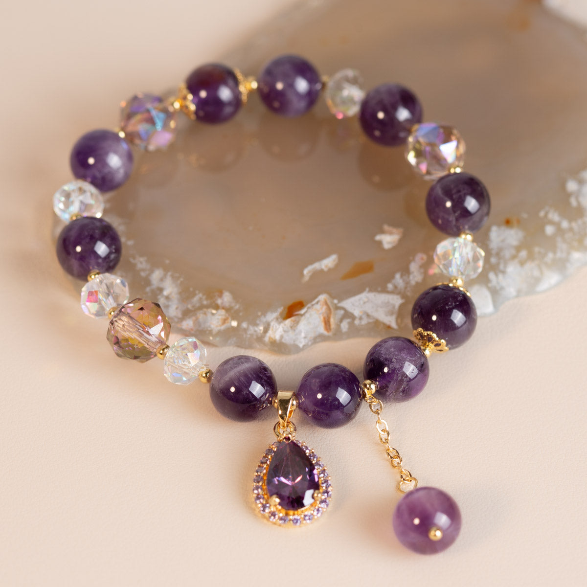 Armband 'Merveille' Amethyst und Klarquarz – Zen-Eleganz