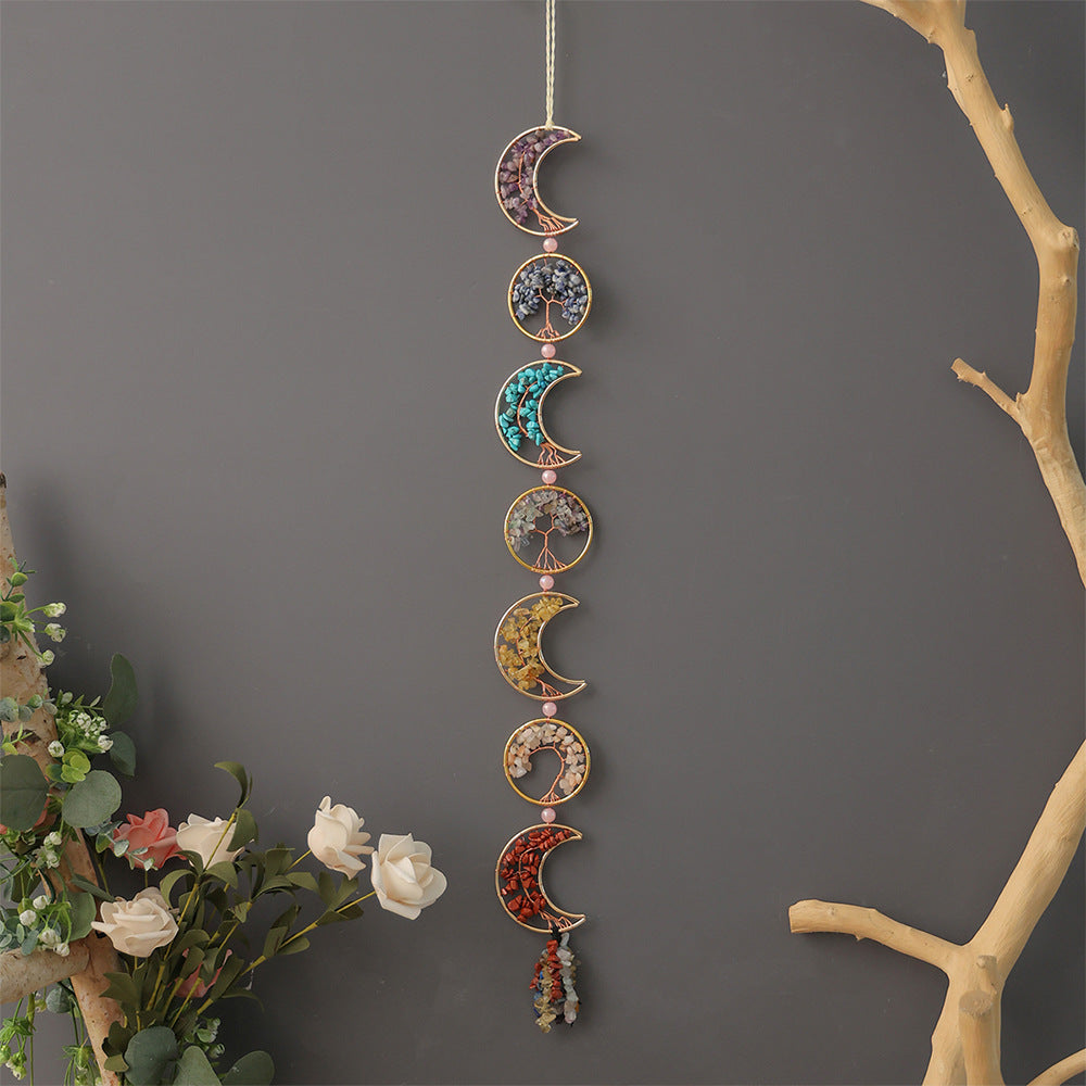 Balance - Sun Catcher Tree of Life and Moon in Natural Stones