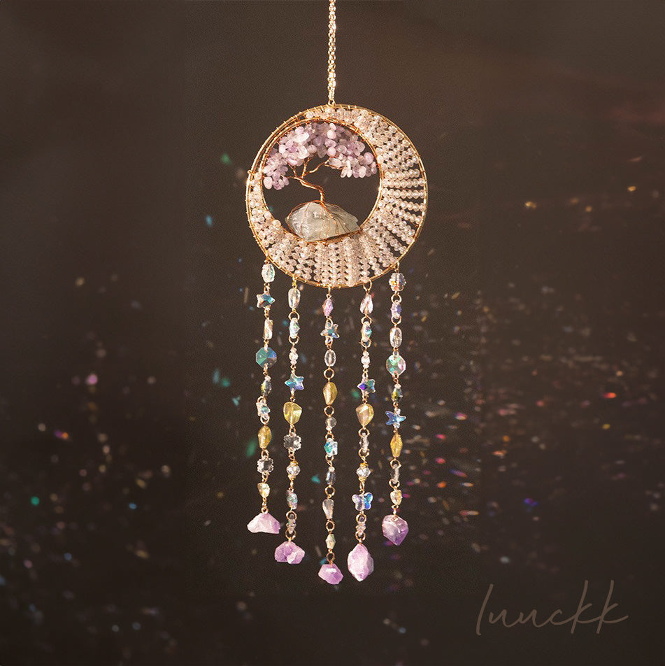 Zenith - Sun Catcher Tree of Life in Rose Quartz and Crystals