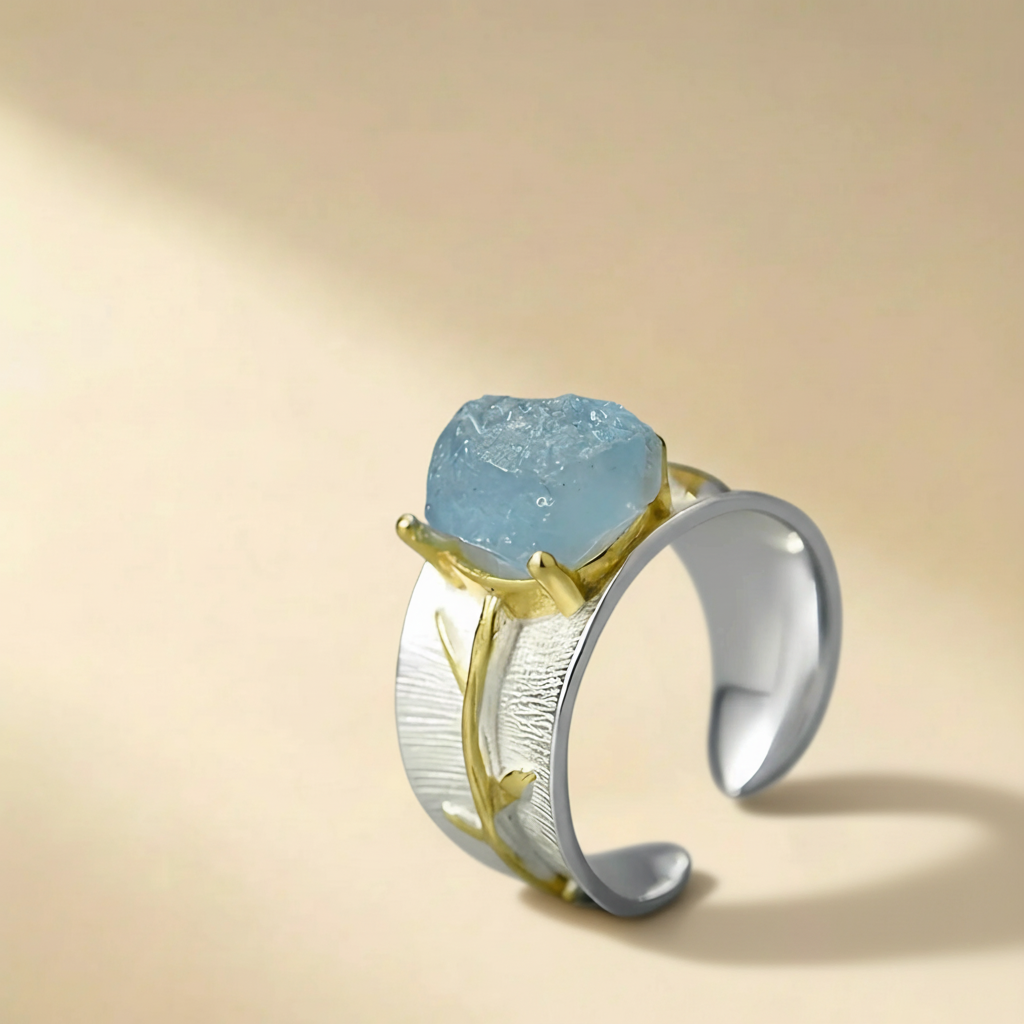 Bague Aigue Marine "Brume Marine" Argent